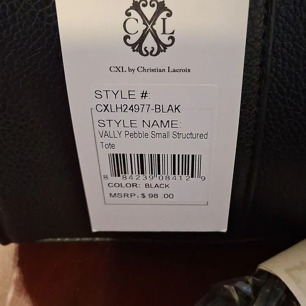 CXL By Christian Lacroix Valley Pebble Black Totebag With Strap New With Tags